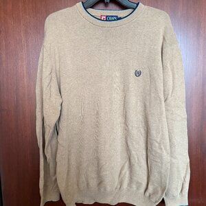 Chaps Ralph Lauren Sweater Vintage 100% Cotton Men LG Brown Tan Knit Classic Fit